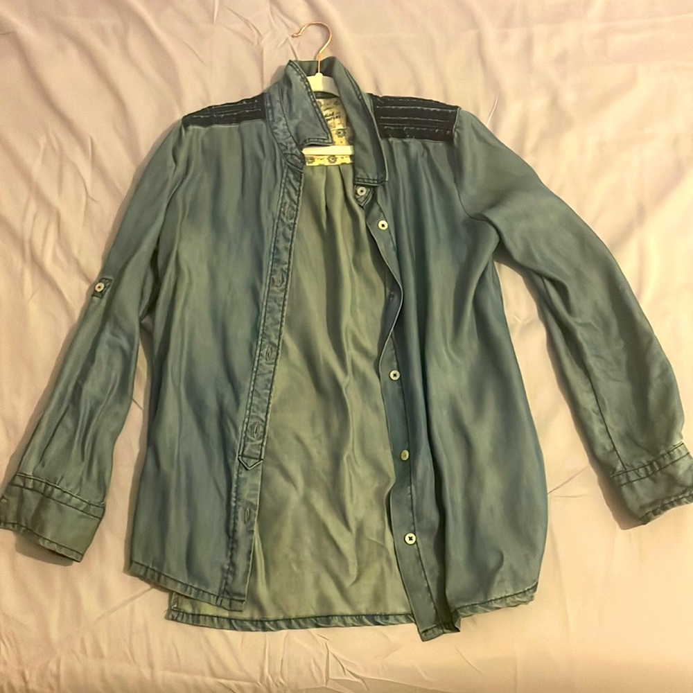 Chambray Button Down Top